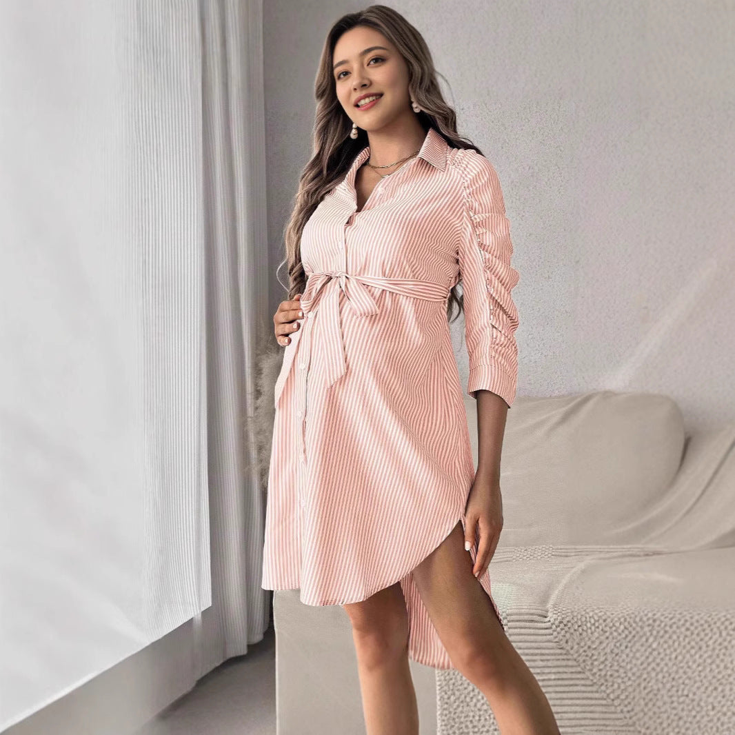 Striped Maternity Shirt Dress