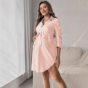 Striped Maternity Shirt Dress