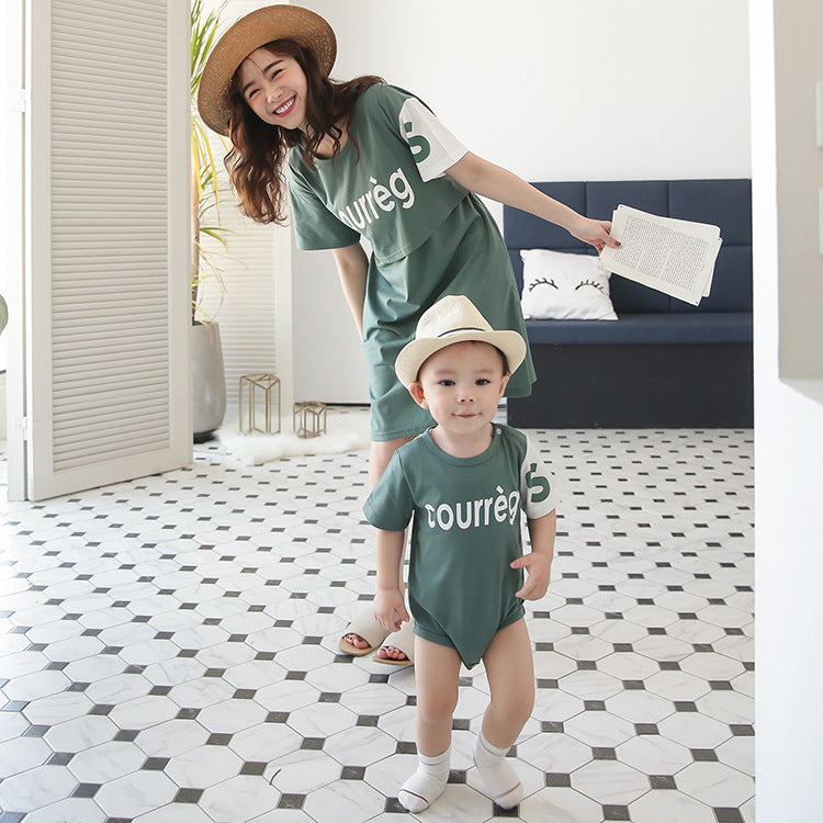 Plus Size Maternity Cotton Dress Set