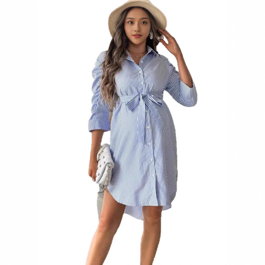 Striped Maternity Shirt Dress